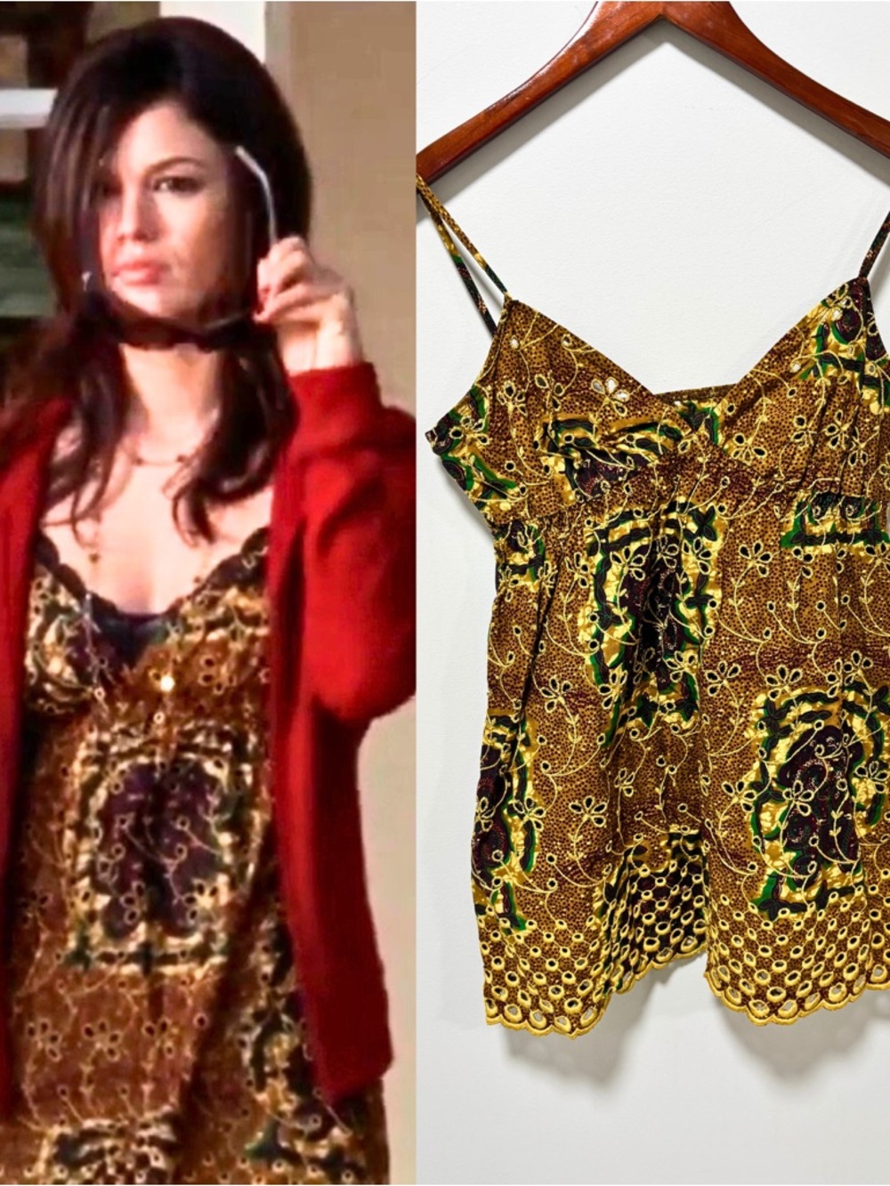 Y2K Babydoll Embroidered Cami Top ASO Summer Roberts The O.C. Rare Vintage M